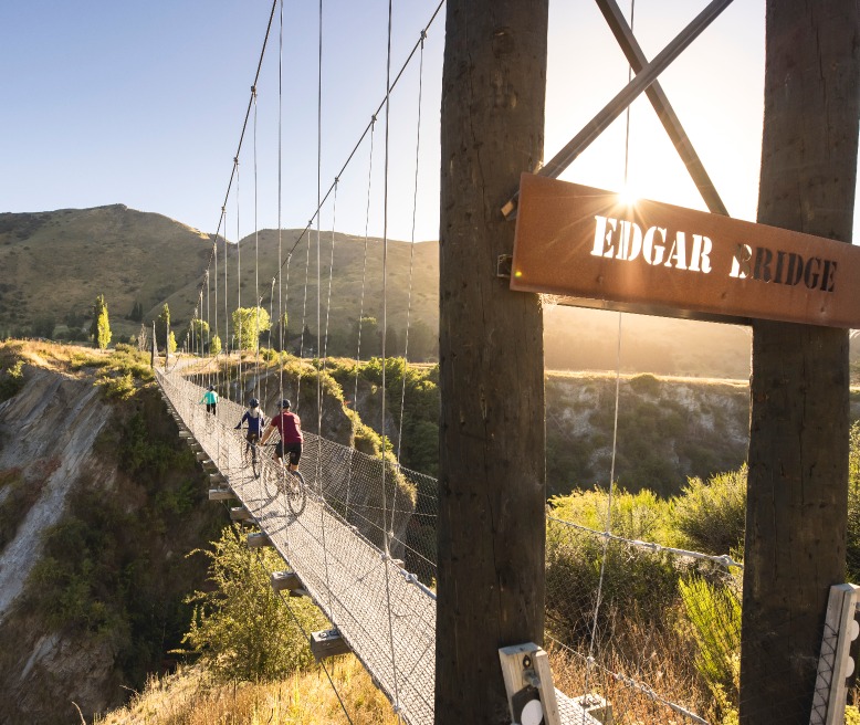Biking Queenstown bridge